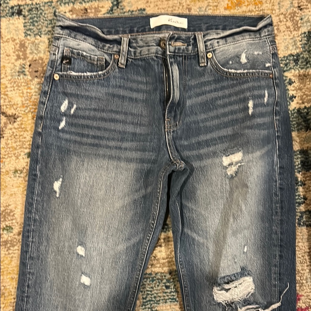 Women’s Kancan Estilo mid rise loose straight fit Distressed Jeans size 5/26